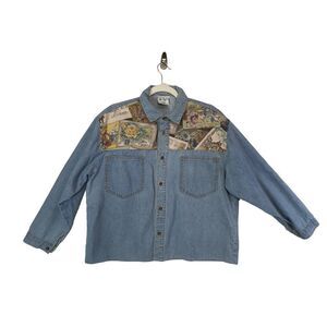 Vintage made in south Africa cropped oversized fit denim button down M